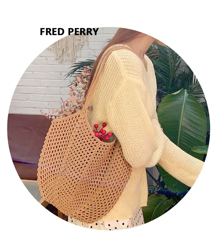 New Hollow Bucket Bag Large Capacity Cotton Woven Women — feature 6