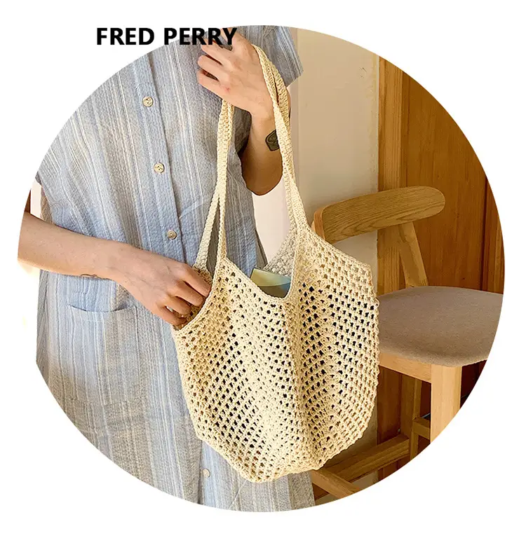 New Hollow Bucket Bag Large Capacity Cotton Woven Women — feature 9