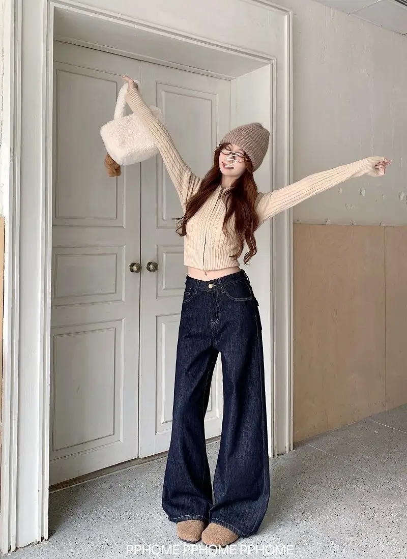 Dark Blue Wide Leg Hip Covering Jeans 2025 — feature 10
