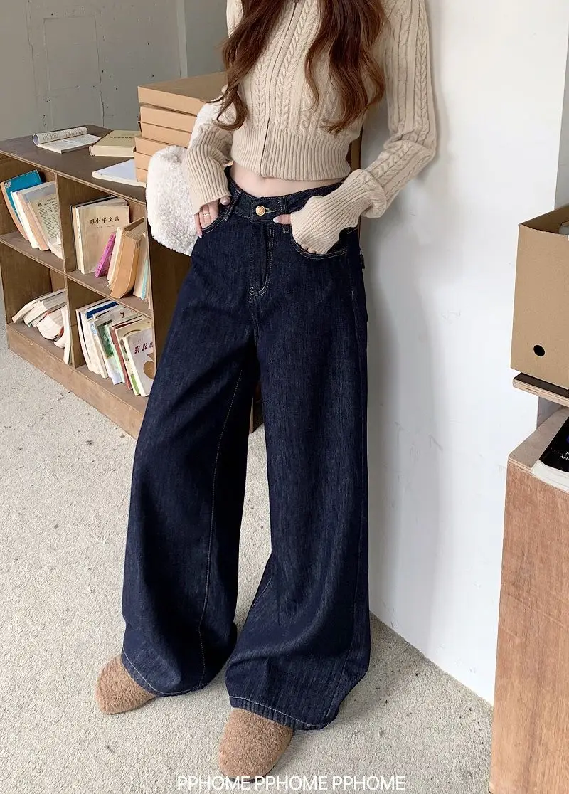 Dark Blue Wide Leg Hip Covering Jeans 2025 — feature 11