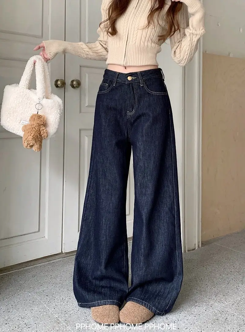 Dark Blue Wide Leg Hip Covering Jeans 2025 — feature 3