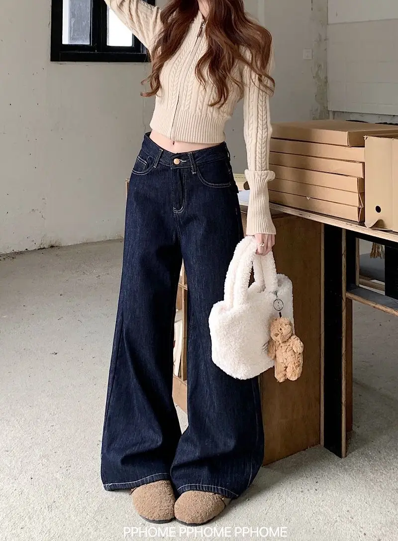 Dark Blue Wide Leg Hip Covering Jeans 2025 — feature 7