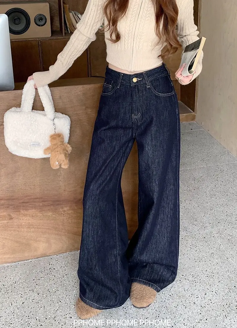 Dark Blue Wide Leg Hip Covering Jeans 2025 — feature 8