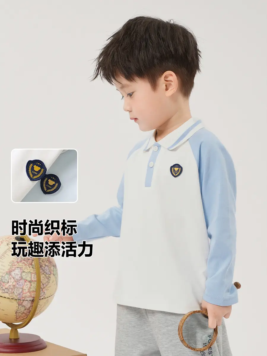 Boys Pure Cotton Polo Shirt Long Sleeve Spring Autumn - Image 4
