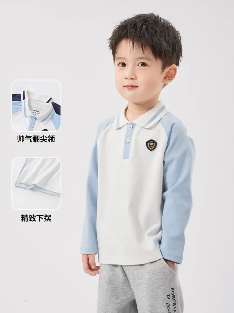 Boys Pure Cotton Polo Shirt Long Sleeve Spring Autumn - Image 7
