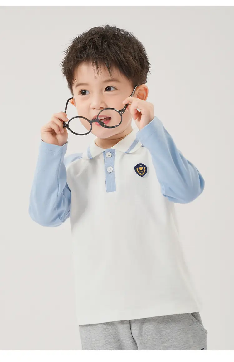 Boys Pure Cotton Polo Shirt Long Sleeve Spring Autumn — feature 15