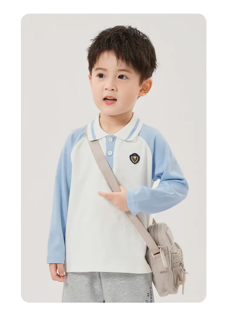 Boys Pure Cotton Polo Shirt Long Sleeve Spring Autumn — feature 16