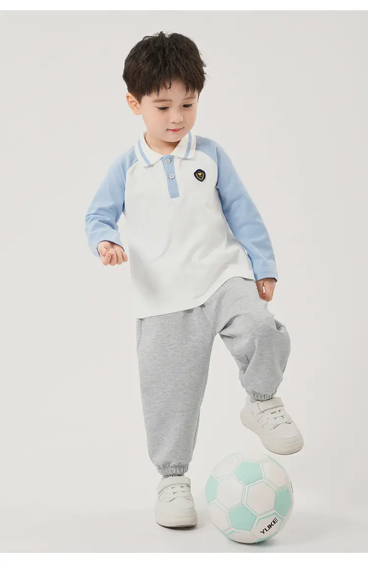 Boys Pure Cotton Polo Shirt Long Sleeve Spring Autumn — feature 17