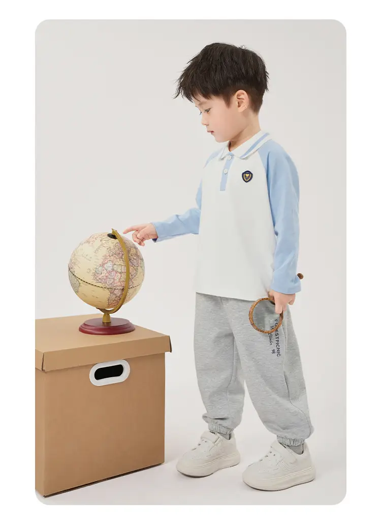 Boys Pure Cotton Polo Shirt Long Sleeve Spring Autumn — feature 19