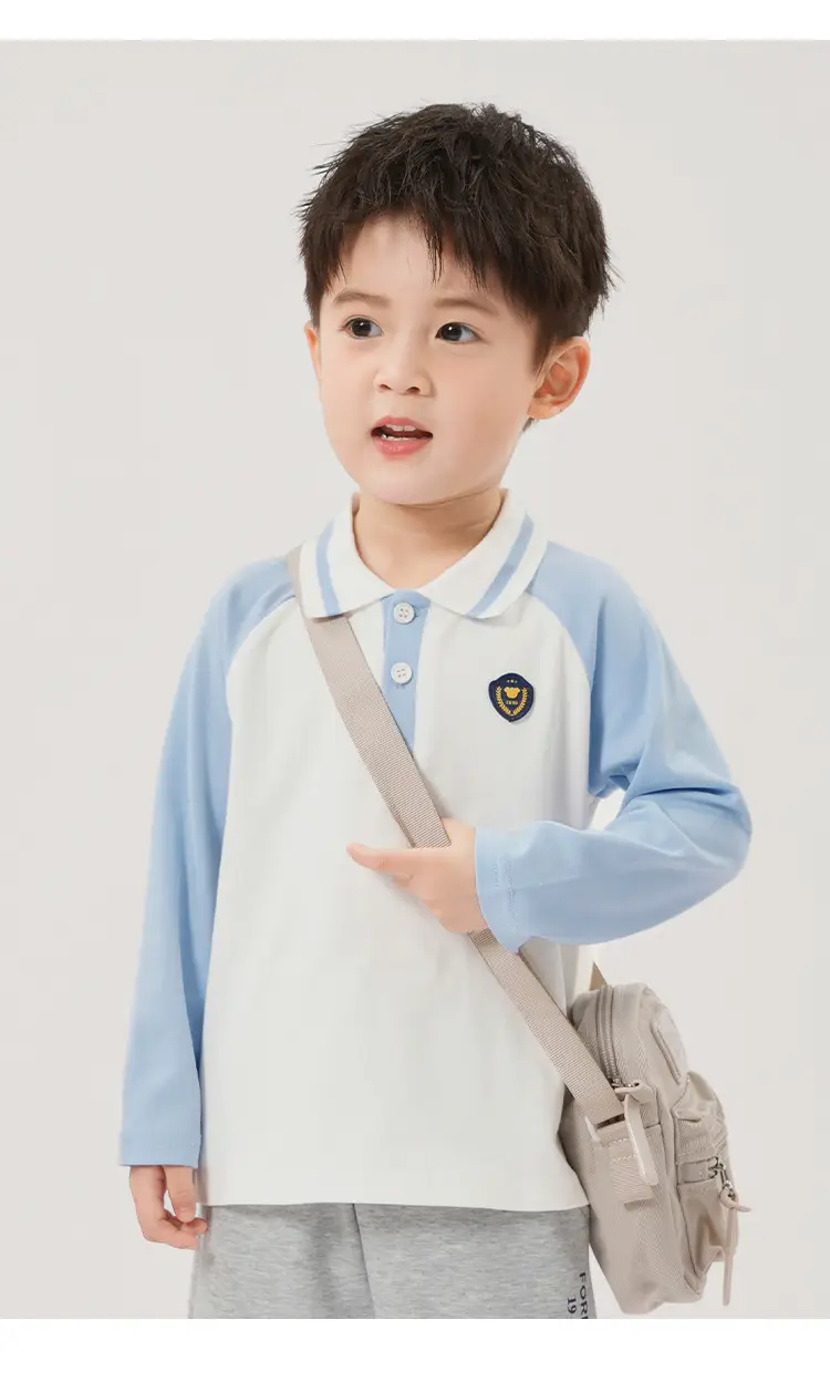 Boys Pure Cotton Polo Shirt Long Sleeve Spring Autumn — feature 3