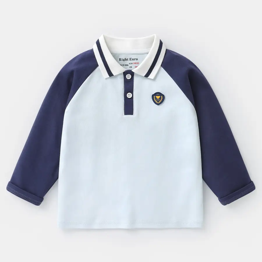 Boys Pure Cotton Polo Shirt Long Sleeve Spring Autumn - Image 2