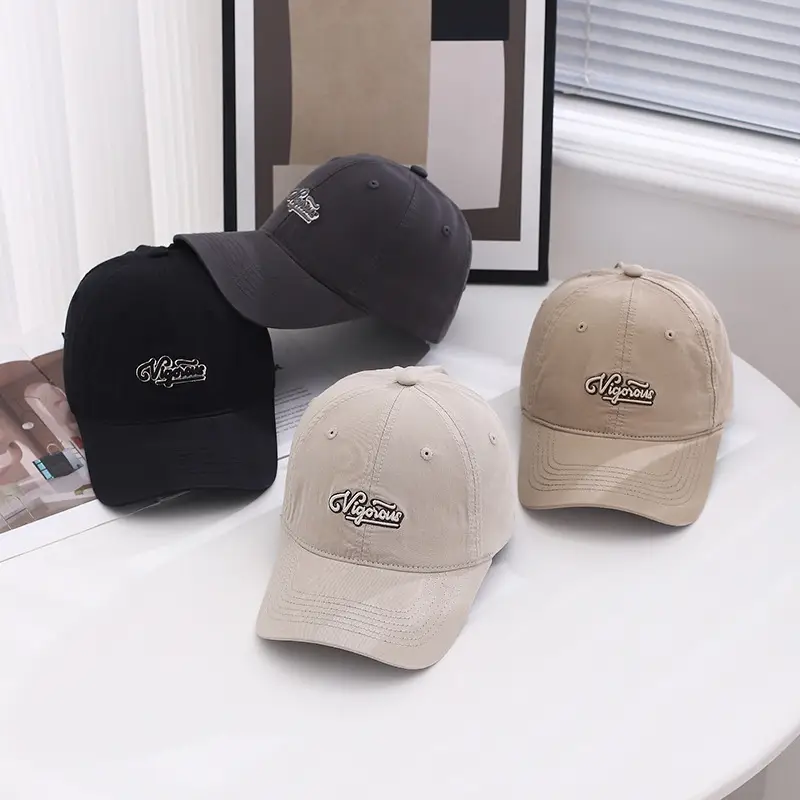 Men Embroidered Baseball Cap Black Grey Summer Wear