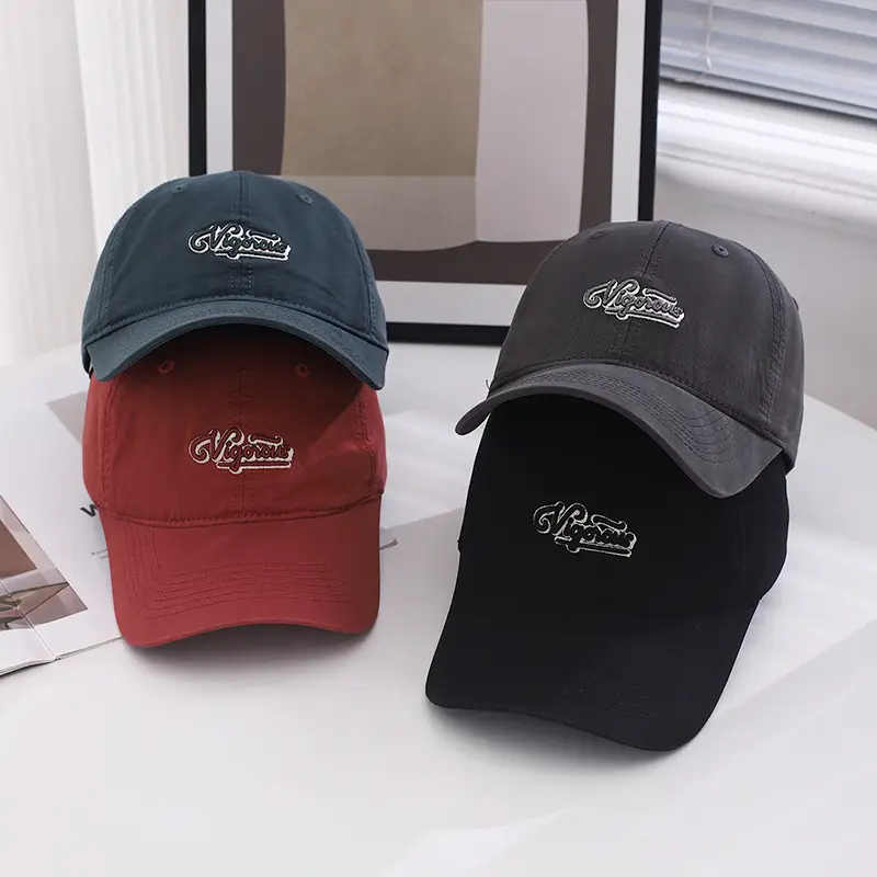 Men Embroidered Baseball Cap Black Grey Summer Wear