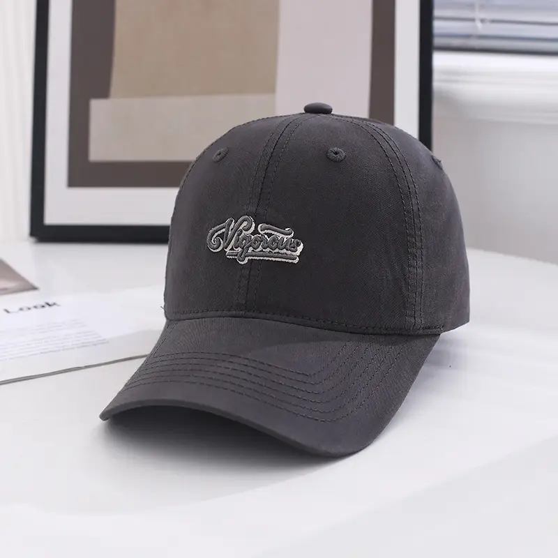 Men Embroidered Baseball Cap Black Grey Summer Wear