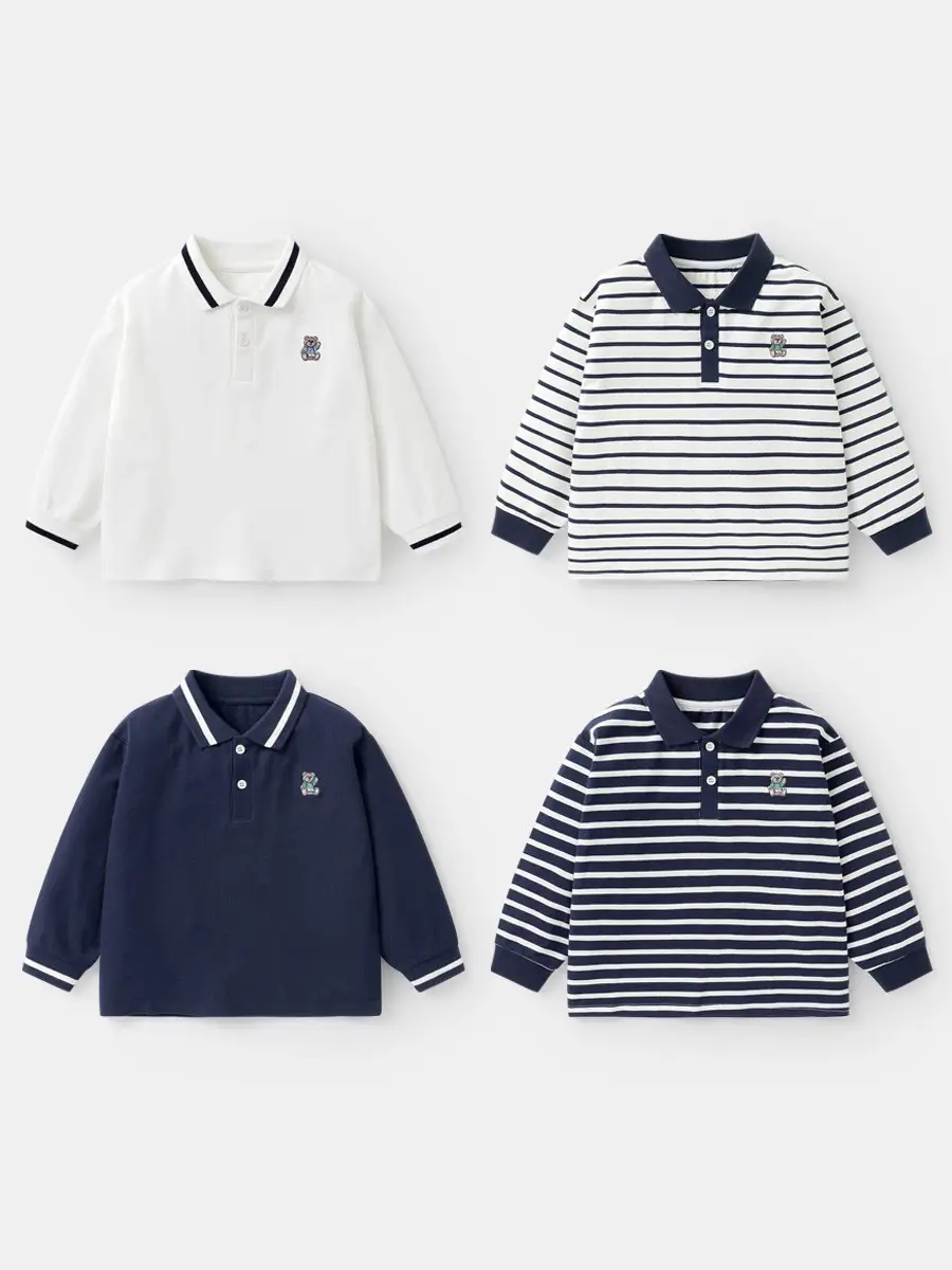 Boys' Striped Polo Shirt Spring Wear Kids - Image 9