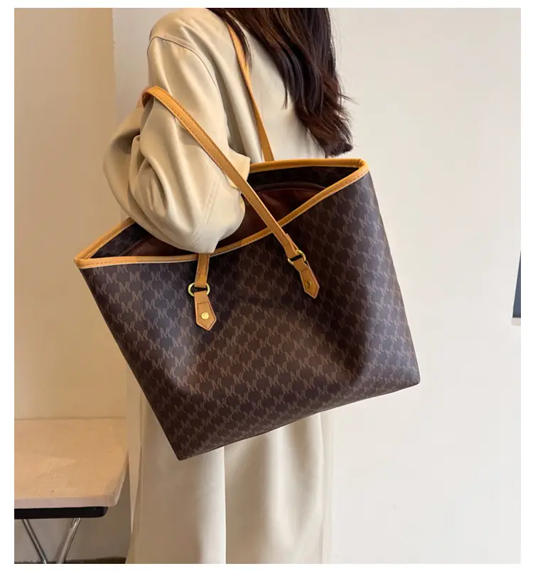 Women Large Capacity Beige Embroidered Tote Bag — feature 4