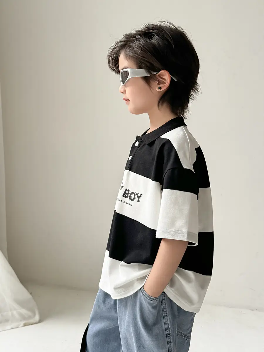 Brave Boy Korean Striped Polo Shirt for Boys 2026 - Image 3