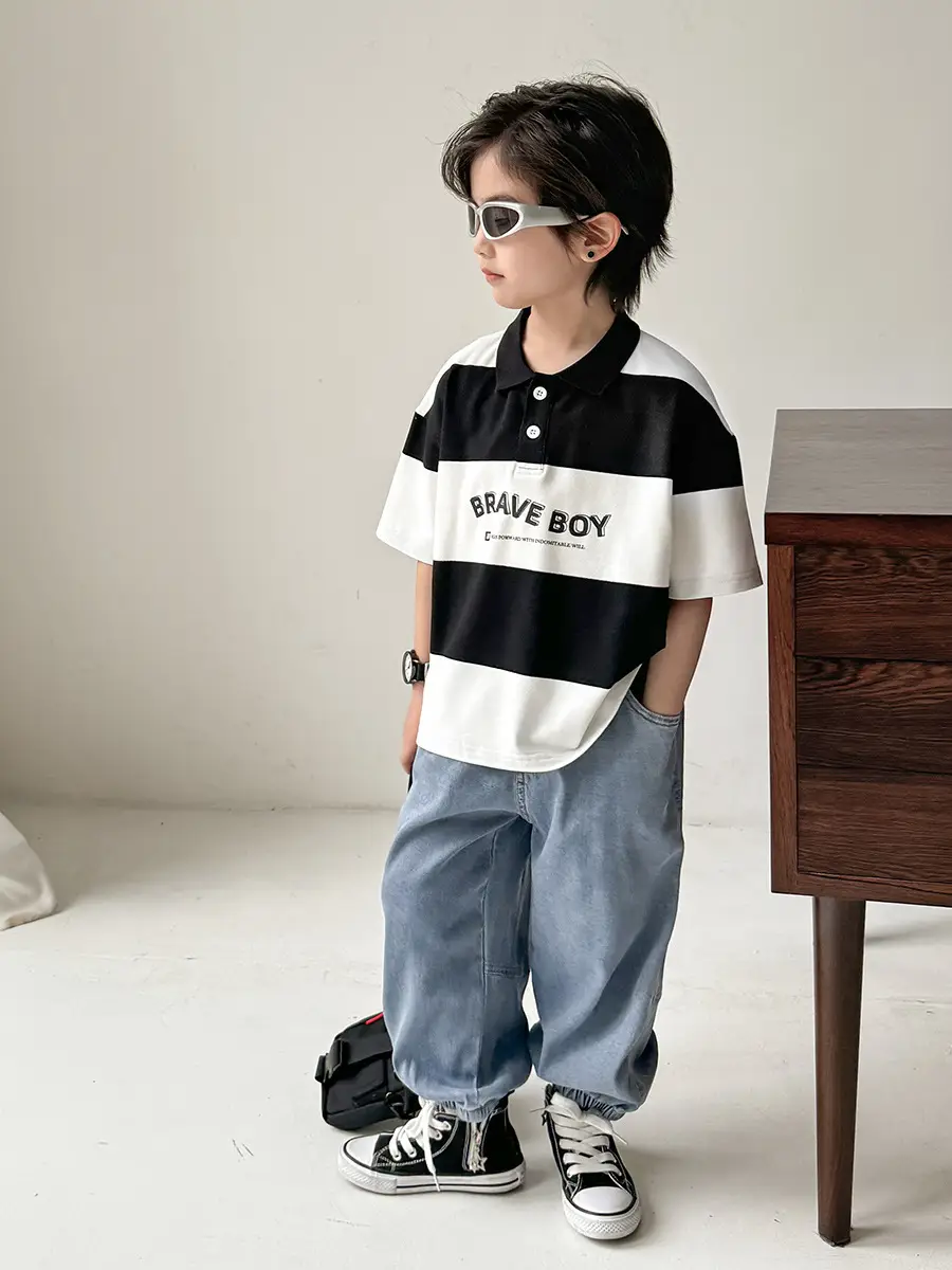 Brave Boy Korean Striped Polo Shirt for Boys 2026 - Image 5