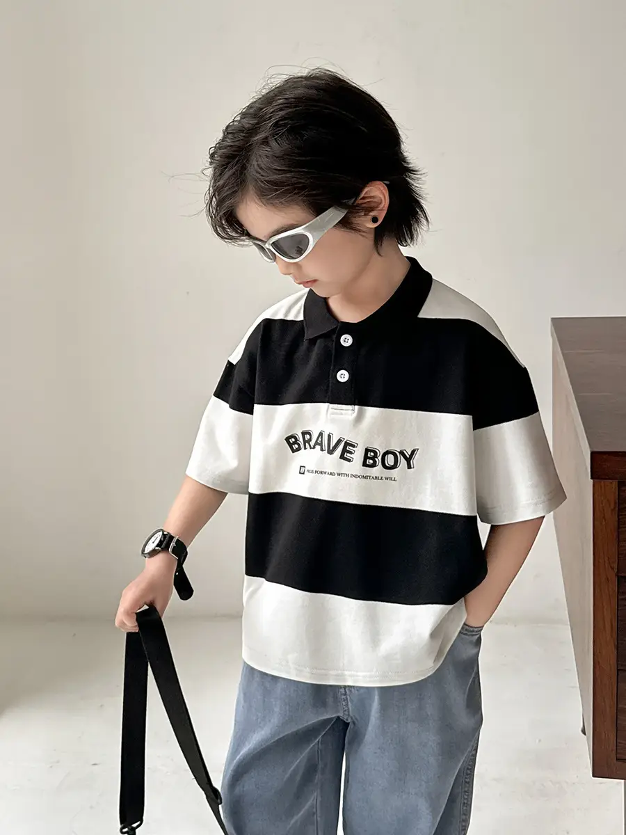Brave Boy Korean Striped Polo Shirt for Boys 2026 - Image 6