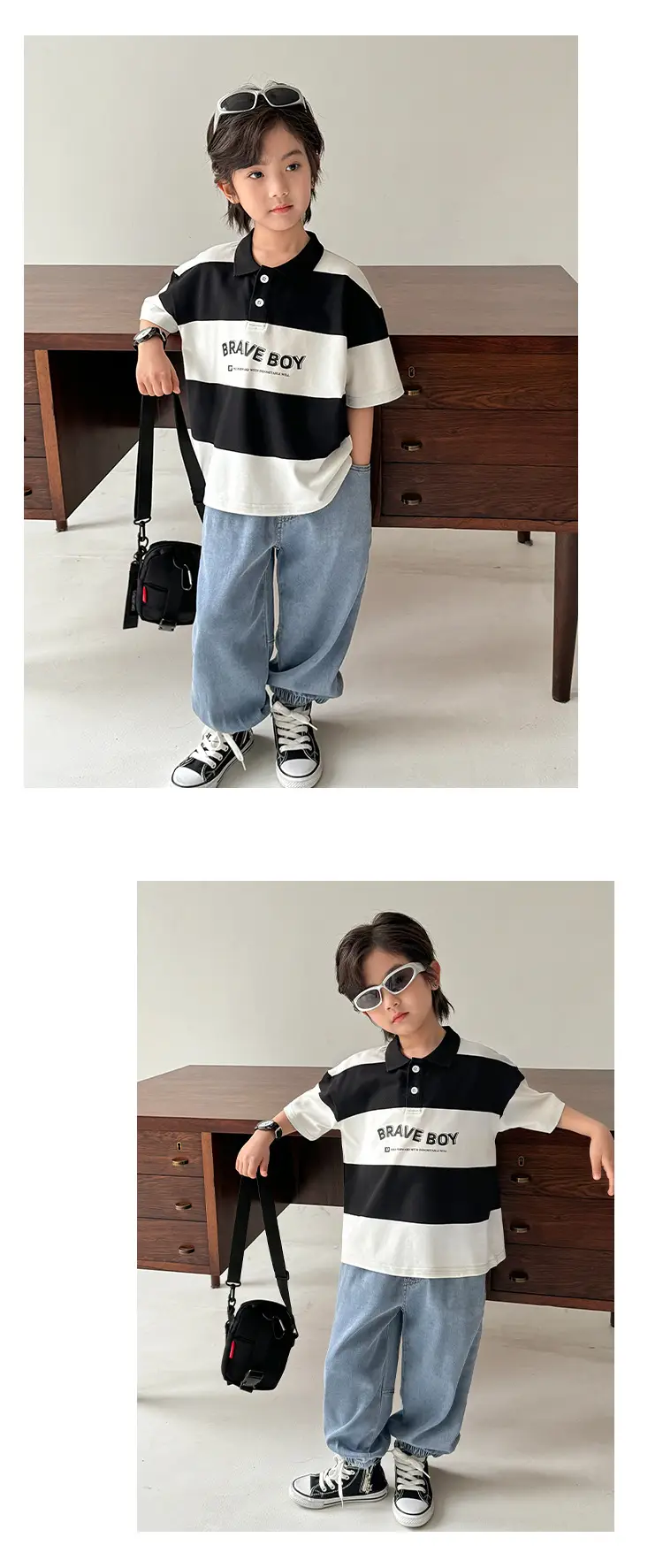 Brave Boy Korean Striped Polo Shirt for Boys 2026 — feature 12