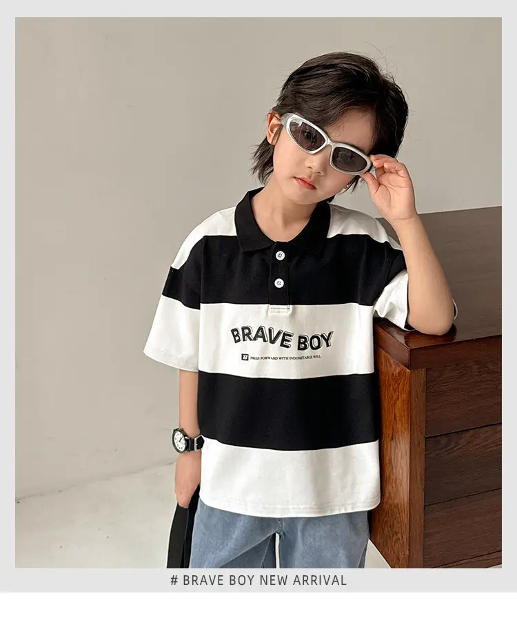Brave Boy Korean Striped Polo Shirt for Boys 2026 — feature 2