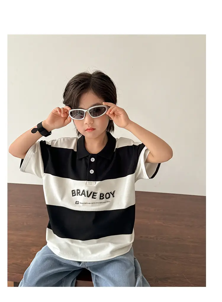 Brave Boy Korean Striped Polo Shirt for Boys 2026 — feature 9