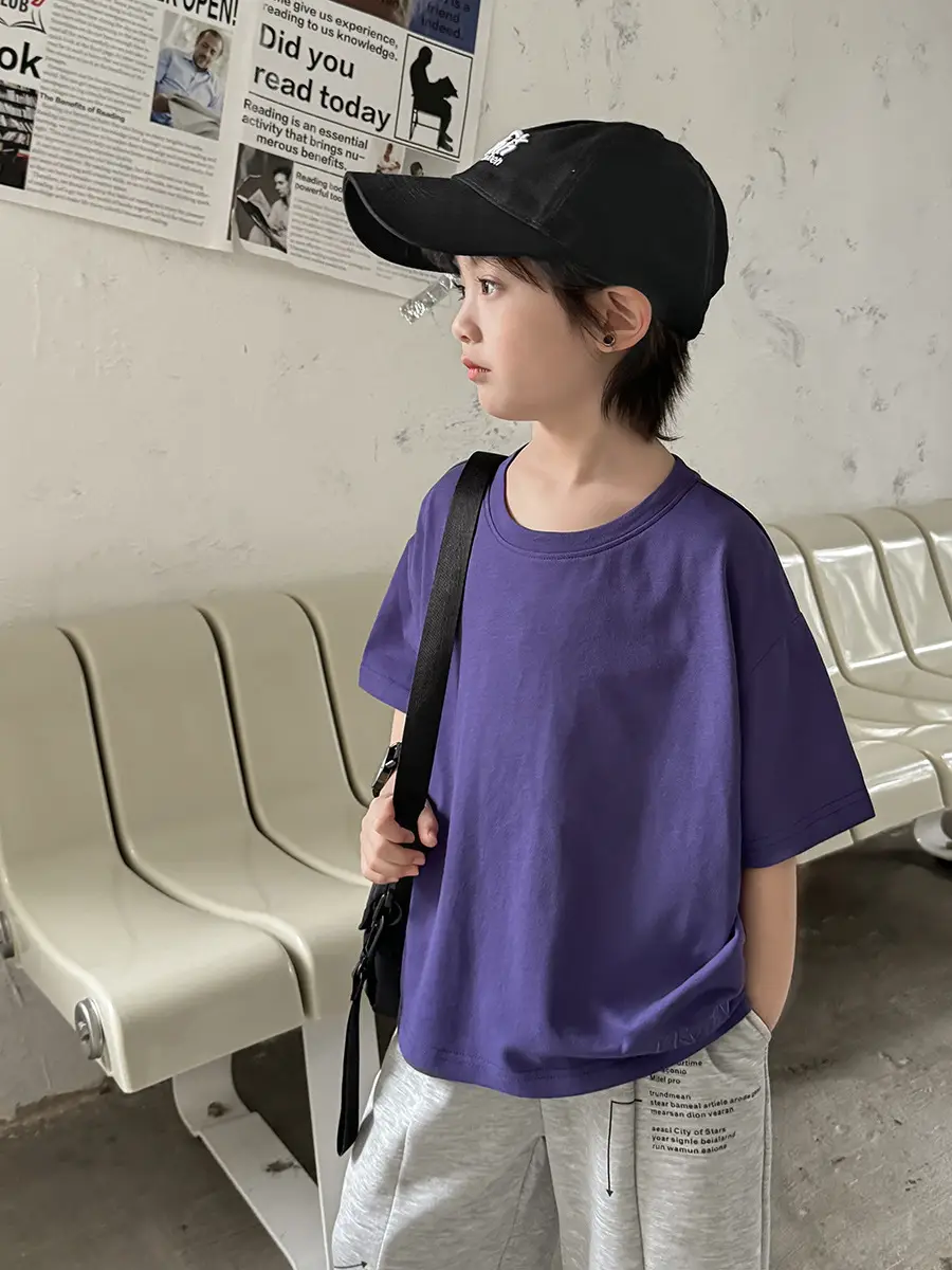 Haima Boys Purple Short Sleeve T-Shirt Cool Summer - Image 9