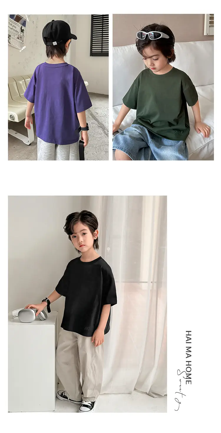 Haima Boys Purple Short Sleeve T-Shirt Cool Summer — feature 16