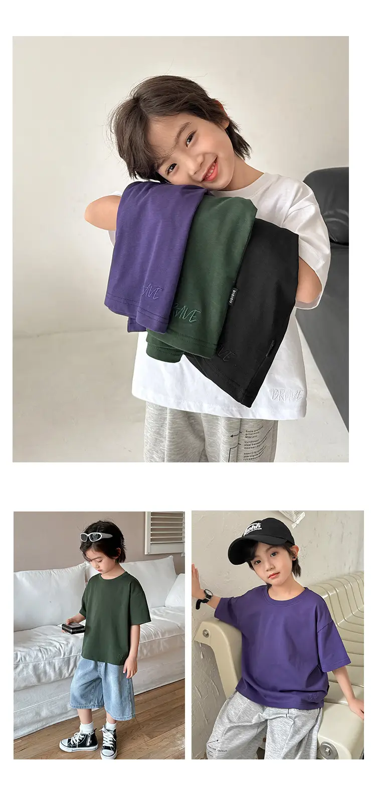 Haima Boys Purple Short Sleeve T-Shirt Cool Summer — feature 9