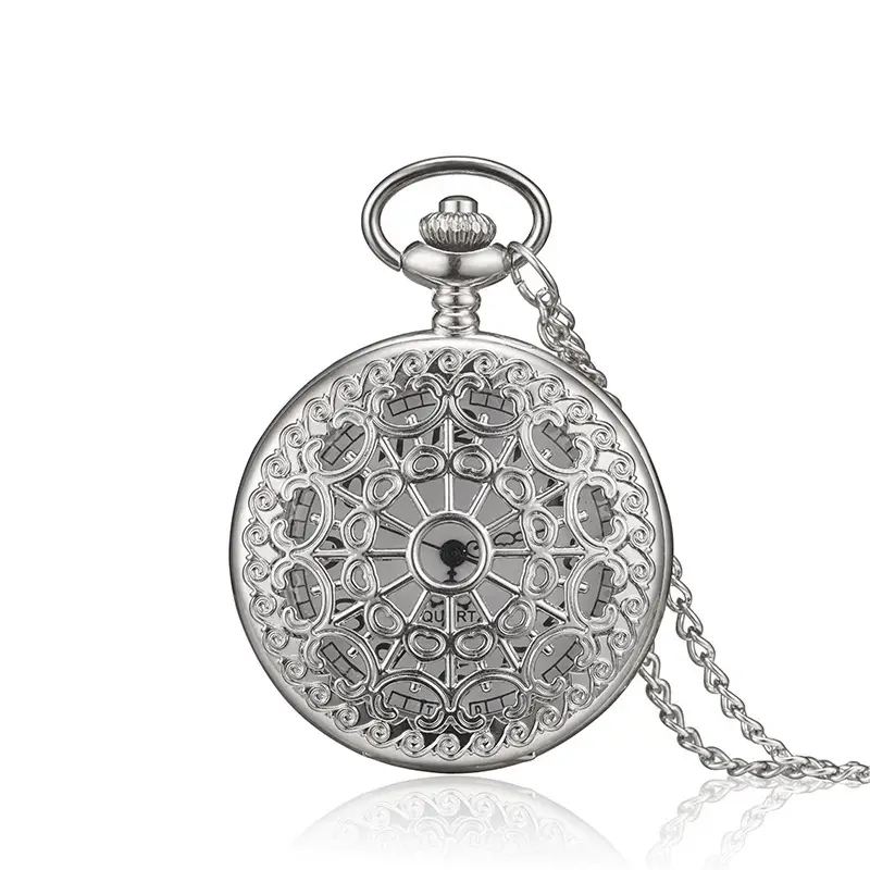 Vintage Quartz Pocket Watch with Twelve Heart Design