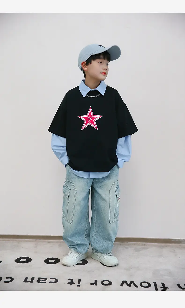 2025 Summer Boys T-Shirt Black Star Medium Large — feature 25