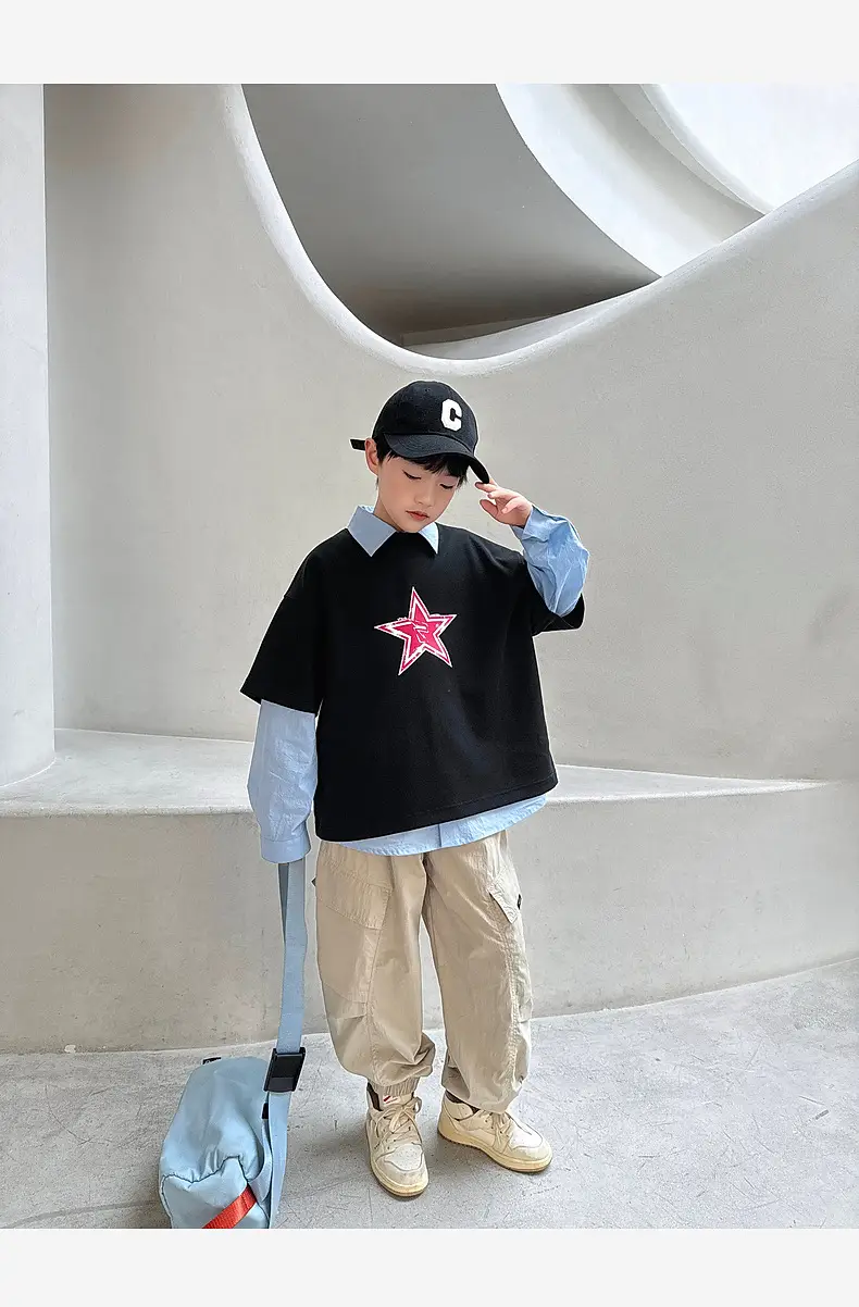 2025 Summer Boys T-Shirt Black Star Medium Large — feature 26