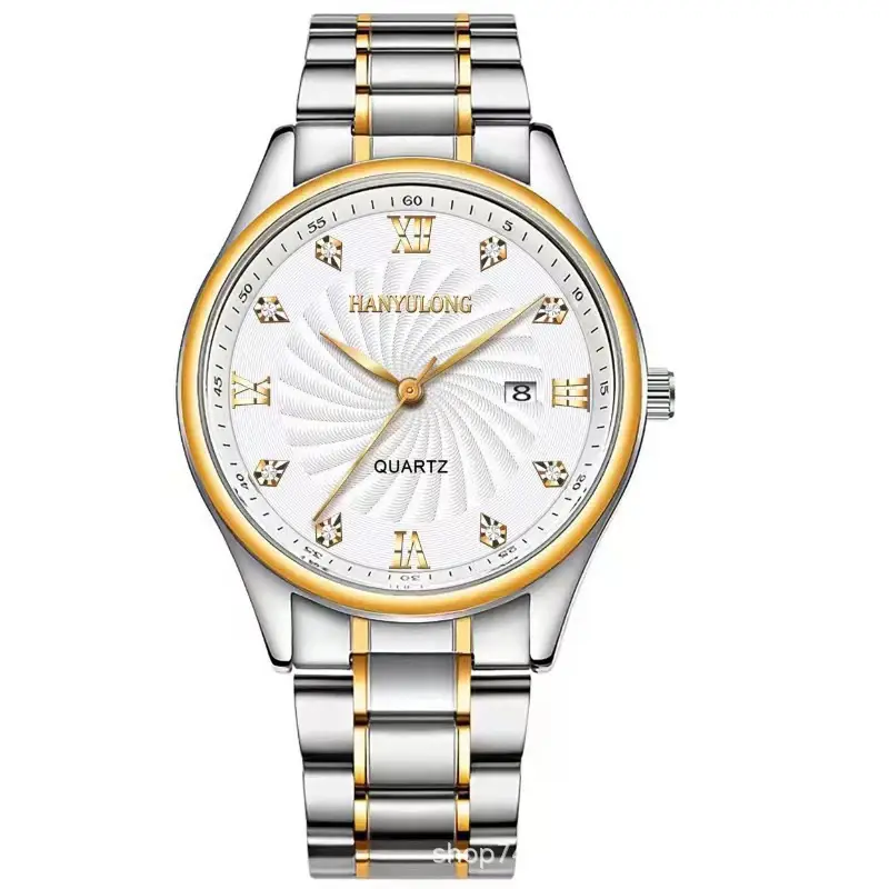 Men's Gold Roman Dial Steel Belt Watch - Image 3