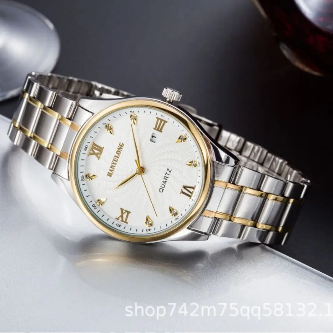 Men's Gold Roman Dial Steel Belt Watch - Image 14