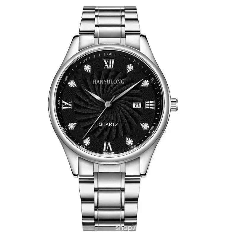 Men's Gold Roman Dial Steel Belt Watch - Image 2