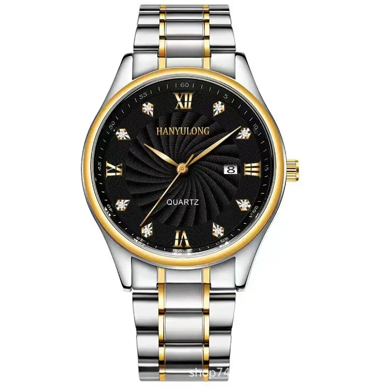 Men's Gold Roman Dial Steel Belt Watch - Image 4