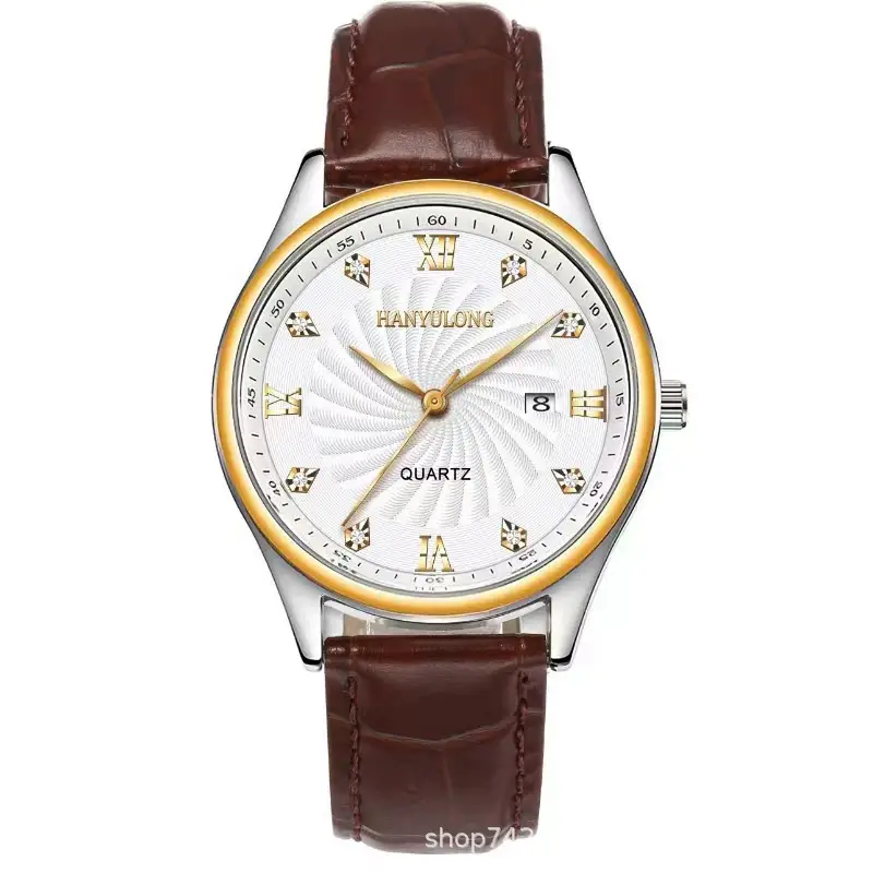 Men's Gold Roman Dial Steel Belt Watch - Image 8