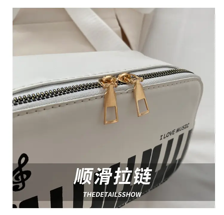 Piano Note Design Small Crossbody Bag Black White — feature 6