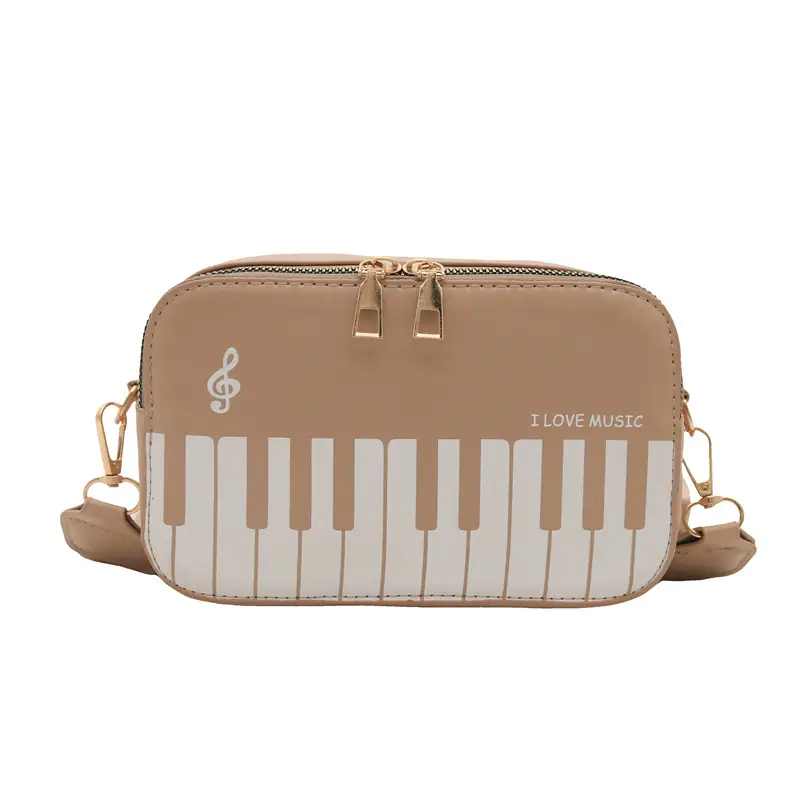 Piano Note Design Small Crossbody Bag Black White - Image 4