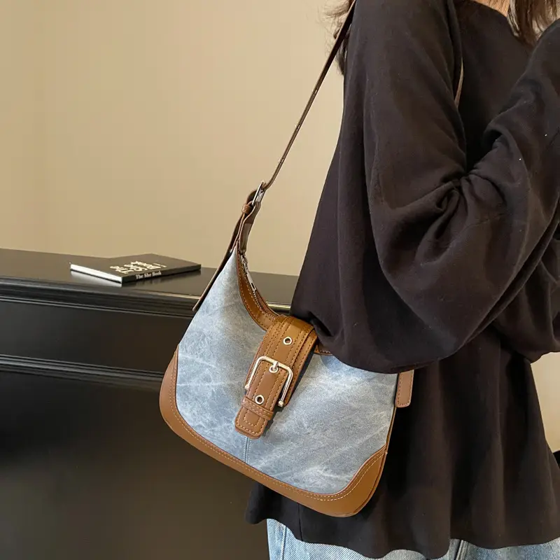 Vintage Faux Denim Crossbody Bag for Women 2026 - Image 6