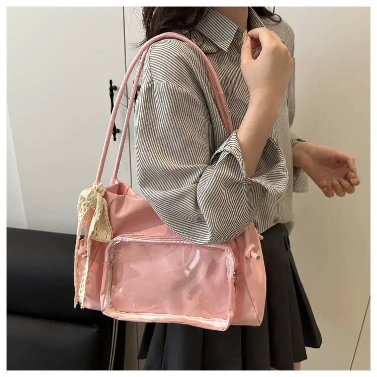 Cute Pink Shoulder Bag with Clear Window for Women — feature 13