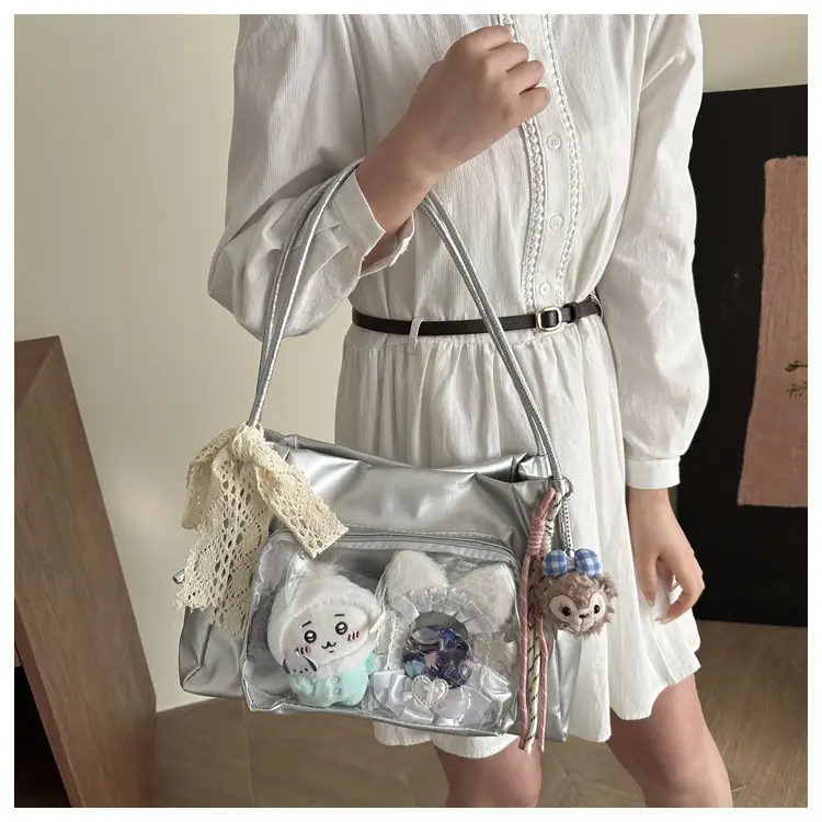 Cute Pink Shoulder Bag with Clear Window for Women — feature 18