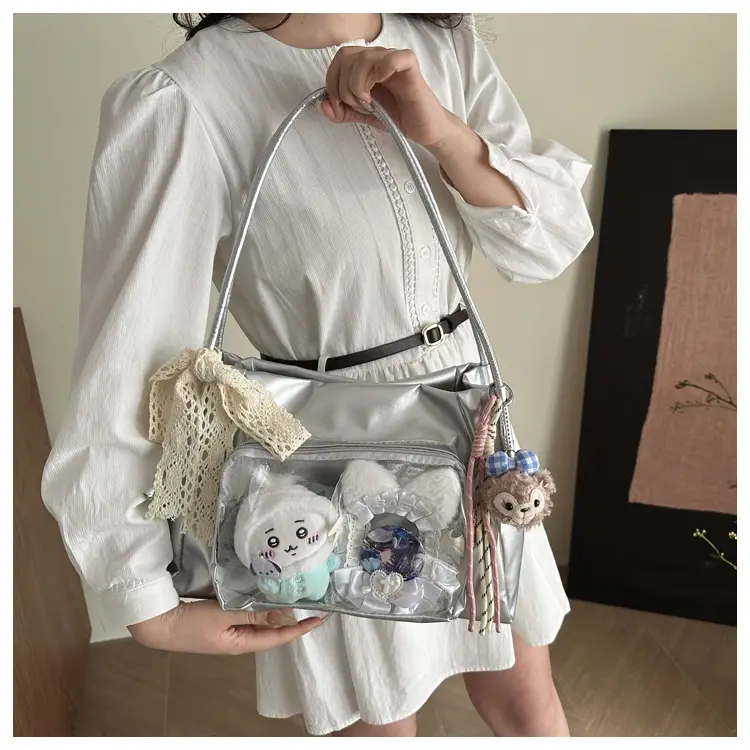 Cute Pink Shoulder Bag with Clear Window for Women — feature 19