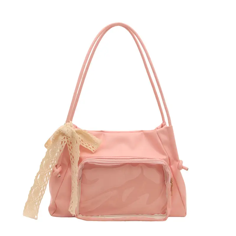 Cute Pink Shoulder Bag with Clear Window for Women - Image 3