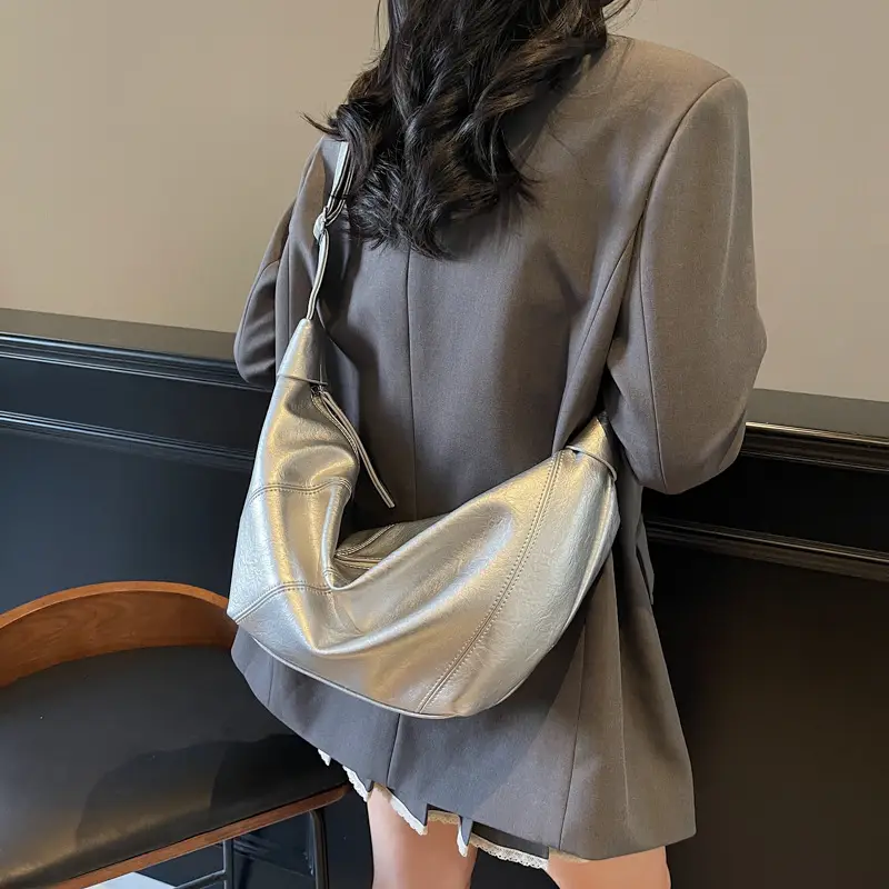 2025 Korean Style Pink Pleated Shoulder Bag