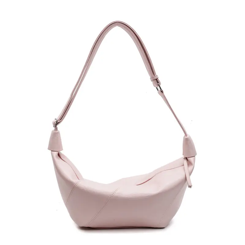 2025 Korean Style Pink Pleated Shoulder Bag