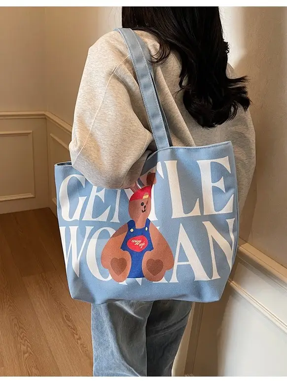 Women's Canvas Teddy Bear Shoulder Bag Spring Summer 2025