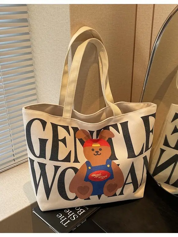 Women's Canvas Teddy Bear Shoulder Bag Spring Summer 2025