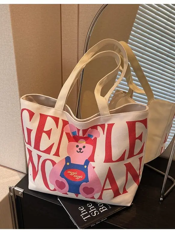 Women's Canvas Teddy Bear Shoulder Bag Spring Summer 2025