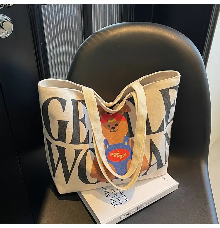 Women's Canvas Teddy Bear Shoulder Bag Spring Summer 2025 — feature 11